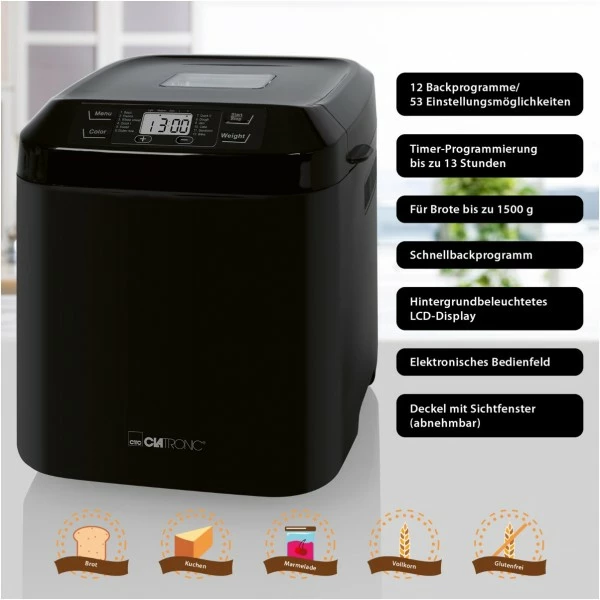 Brotbackautomaten Clatronic BBA 3774 Brotbackautomat Schwarz 6 Brotbackautomaten Clatronic BBA 3774 Brotbackautomat Schwarz – Bild 6