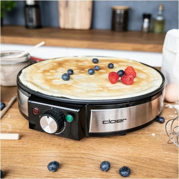 Crepes-Maker Cloer 6630 Crêpes Maker Edelstahl/schwarz 2 Crepes-Maker Cloer 6630 Crêpes Maker Edelstahl/schwarz – Bild 2