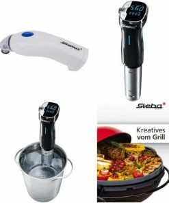 Dampfgarer & Reiskocher Steba SV 50 + VK 1 + Rezeptheft Sous-Vide Garer Edelstahl/schwarz + Weiß